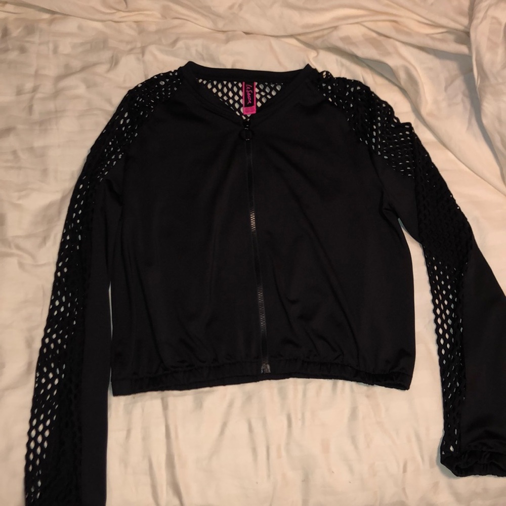 Black and Mesh Crop Jacket